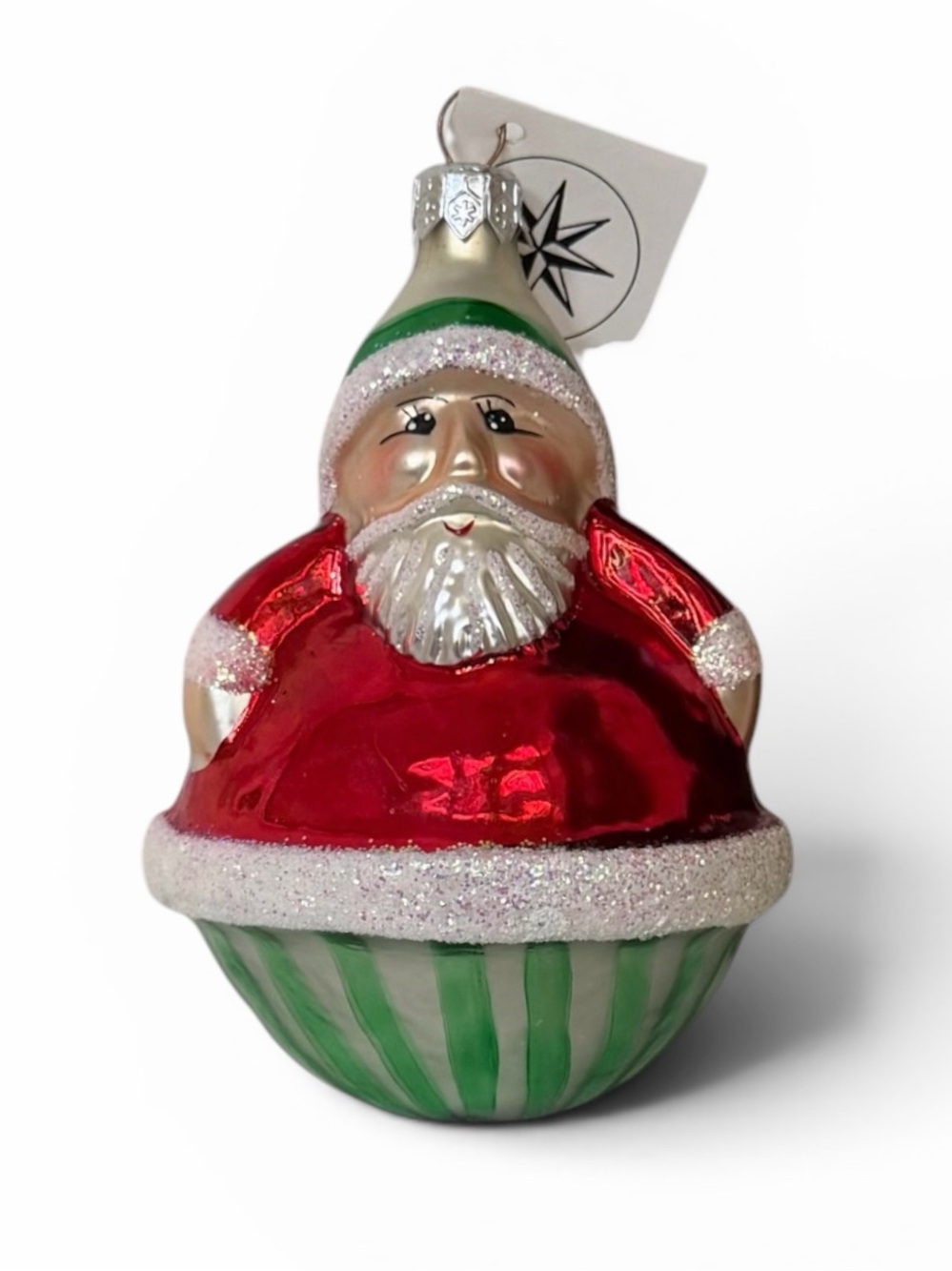 Christopher Radko Roly Poly Santa Claus Hand Blown Glass Ornament 1990